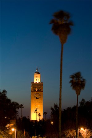 simsearch:841-07083294,k - The minaret of the Koutoubia Mosque at dusk in Marrakech, Morocco, North Africa, Africa Stock Photo - Rights-Managed, Code: 841-06445506