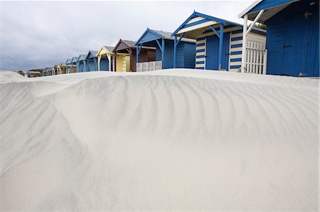 Beach huts in sand drift, West Wittering, West Sussex, England, United Kingdom, Europe Stock Photo - Rights-Managed, Code: 841-06446010