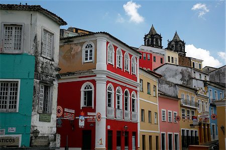 salvador - Cobbled streets and colonial architecture, Largo de Pelourinho, UNESCO World Heritage Site, Salvador, Bahia, Brazil, South America Stock Photo - Rights-Managed, Code: 841-06446395