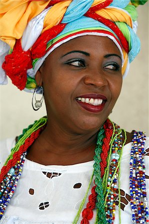 salvador - Portrait of a Bahian woman in traditional dress at the Pelourinho district, Salvador, Bahia, Brazil, South America Stock Photo - Rights-Managed, Code: 841-06446390