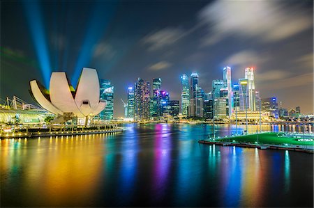 Art Science Museum and city skyline from Marina Bay, Singapore, Southeast Asia, Asia Stock Photo - Rights-Managed, Code: 841-06447242