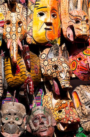 simsearch:614-06624688,k - Wooden masks in outdoor market in Chichicastenango, Guatemala, Central America Stock Photo - Rights-Managed, Code: 841-06447327