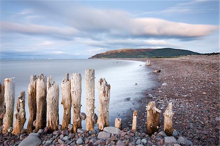 pebbles on shore - Wooden groyne sea defences on Porlock Beach, Exmoor National Park, Somerset, England, United Kingdom, Europe Stock Photo - Rights-Managed, Code: 841-06447427