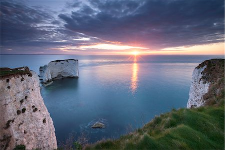europe landscape scenic - Sunrise over Old Harry Rocks, Jurassic Coast, UNESCO World Heritage Site, Dorset, England, United Kingdom, Europe Stock Photo - Rights-Managed, Code: 841-06447532