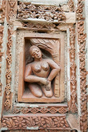 Carved rekha style facade of the 19th century Prataspeswar terracotta temple, built in 1849, in the temple complex, Kalna, West Bengal, India, Asia Stock Photo - Rights-Managed, Code: 841-06447712