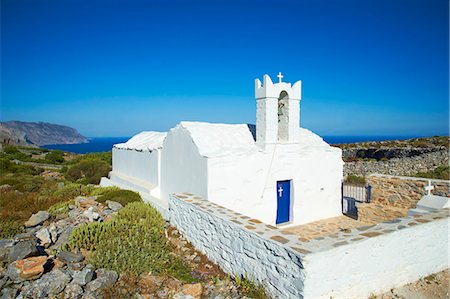 Church, Asfodilitis village, Amorgos, Cyclades, Aegean, Greek Islands, Greece, Europe Fotografie stock - Rights-Managed, Codice: 841-06448598