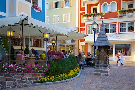 europe sidewalk cafe - Cafe, Ortisei, Gardena Valley, Bolzano Province,Trentino-Alto Adige/South Tyrol, Italian Dolomites, Italy, Europe Stock Photo - Rights-Managed, Code: 841-06448800