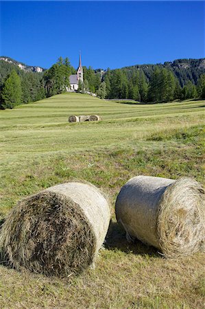 simsearch:841-06448891,k - Church and hay bales, Vigo di Fassa, Fassa Valley, Trento Province, Trentino-Alto Adige/South Tyrol, Italian Dolomites, Italy, Europe Stock Photo - Rights-Managed, Code: 841-06448910