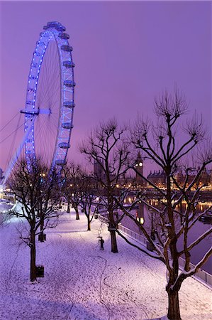 rivers and trees in winter - Houses of Parliament and London Eye in winter, London, England, United Kingdom, Europe Stock Photo - Rights-Managed, Code: 841-06449563