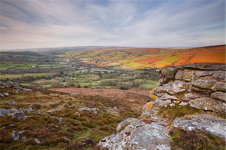 Looking down to Widecombe-in-the-Moor from Chinkwell Tor in Dartmoor National Park, Devon, England, United Kingdom, Europe Stock Photo - Rights-Managed, Code: 841-06449655