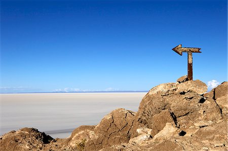 scenic view point sign - Cactus arrow on Isla de los Pescadores and the salt flats, Salar de Uyuni, Southwest Highlands, Bolivia, South America Stock Photo - Rights-Managed, Code: 841-06449720