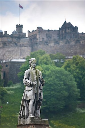 stone scotland - Statue of Allan Ramsay with Edinburgh Castle in distance, Edinburgh, Scotland, United Kingdom, Europe Stock Photo - Rights-Managed, Code: 841-06449797