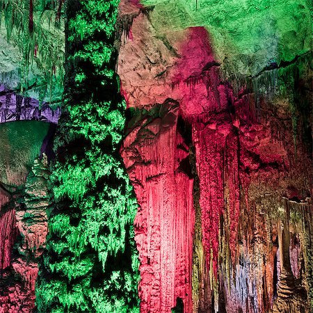 Light show, inside the Caves d'Arta, Llevant, Mallorca, Balearic Islands, Spain, Europe Stock Photo - Rights-Managed, Code: 841-06449832