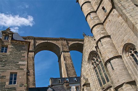 simsearch:841-06807616,k - St. Melaine church dating from the 15th century, flamboyant gothic, and Viaduct, Morlaix, Finistere, Brittany, France, Europe Stock Photo - Rights-Managed, Code: 841-06500021