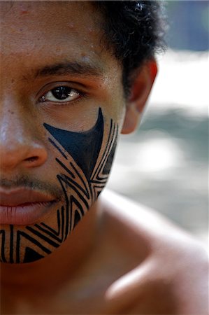 Portrait of a Pataxo Indian man at the Reserva Indigena da Jaqueira near Porto Seguro, Bahia, Brazil, South America Stock Photo - Rights-Managed, Code: 841-06500530