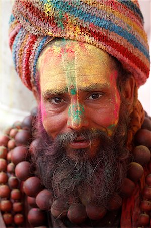 Man celebrating Holi festival, Nandgaon, Uttar Pradesh, India, Asia Stock Photo - Rights-Managed, Code: 841-06502157