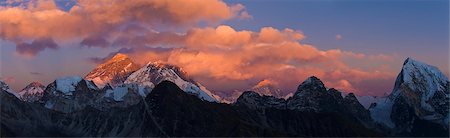 snowcapped mountain - View from Gokyo Ri (5300 metres), Mt Everest (8850 metres) / Mt Lhotse (8501 metres), Dudh Kosi Valley, Solu Khumbu (Everest) Region, Nepal, Himalayas, Asia Stock Photo - Rights-Managed, Code: 841-06503203