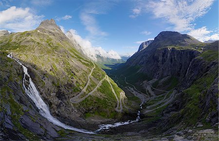 View from Trollstigen viewpoint, More og Romsdal, Norway, Scandinavia, Europe Stock Photo - Rights-Managed, Code: 841-06616571