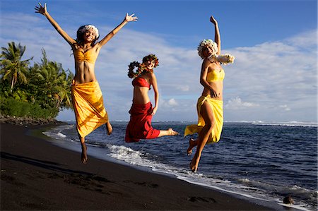 Marine and friends during shooting on the west coast beach of Tahiti, where she lives, in Punauia, Society Islands, French Polynesia, Pacific Islands, Pacific Stock Photo - Rights-Managed, Code: 841-06616752