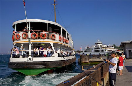 Ferry and fisherman on the Bosphorus, Istanbul, Turkey, Europe, Eurasia Stock Photo - Rights-Managed, Code: 841-06617030