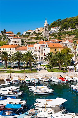 simsearch:841-07204677,k - Hvar harbour and church bell tower in Hvar town centre, Hvar Island, Dalmatian Coast, Adriatic, Croatia, Europe Stock Photo - Rights-Managed, Code: 841-06804705