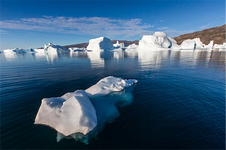 Grounded icebergs, Rode O (Red Island), Scoresbysund, Northeast Greenland, Polar Regions Stock Photo - Rights-Managed, Code: 841-06804887