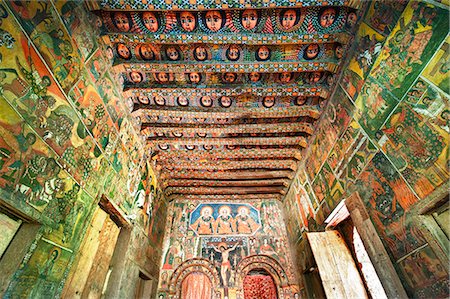 painting - Ancient wall paintings in the interior of the Debre Birhan Selassie Church, Gondar, Ethiopia, Africa Foto de stock - Con derechos protegidos, Código: 841-06805485