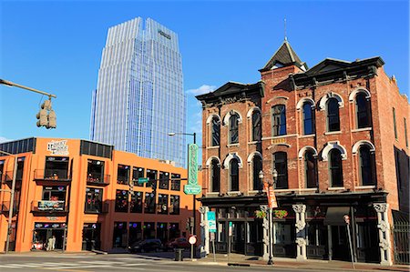 Pinnacle Tower and Broadway Street, Nashville, Tennessee, United States of America, North America Stock Photo - Rights-Managed, Code: 841-06806519