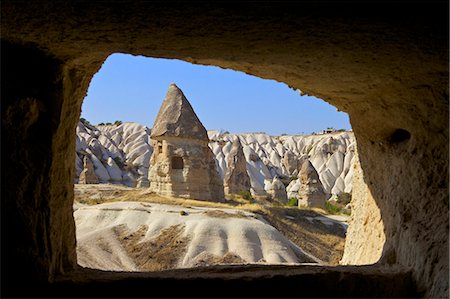 Fairy Chimneys rock formation landscape near Goreme, Cappadocia, Anatolia, Turkey, Asia Minor, Eurasia Stock Photo - Rights-Managed, Code: 841-06807949