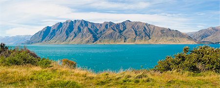 Southern Alps Mountain Range and Lake Hawea, West Coast, South Island, New Zealand, Pacific Foto de stock - Con derechos protegidos, Código: 841-07080591