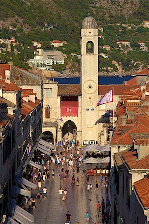 simsearch:841-06804846,k - Clock Tower and Stradun, Old City, UNESCO World Heritage Site, Dubrovnik, Croatia, Europe Stock Photo - Rights-Managed, Code: 841-07081007