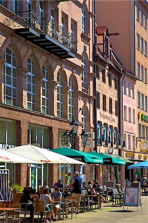 sidewalk cafe - Shopping Area, Nuremberg, Bavaria, Germany, Europe Stock Photo - Rights-Managed, Code: 841-07081174