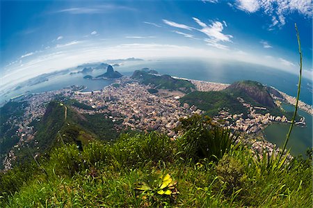 stereotypical - View over Rio de Janeiro, Copacabana, Botafogo, Guanabara Bay and the Sugar Loaf, Rio de Janeiro, Brazil, South America Stock Photo - Rights-Managed, Code: 841-07081356