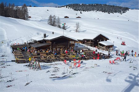 simsearch:841-07081444,k - An aerial view of a mountain restaurant in the Alpe di Suisi ski resort near the town of Ortisei in the Dolomites, South Tyrol, Italy, Europe Stock Photo - Rights-Managed, Code: 841-07081443