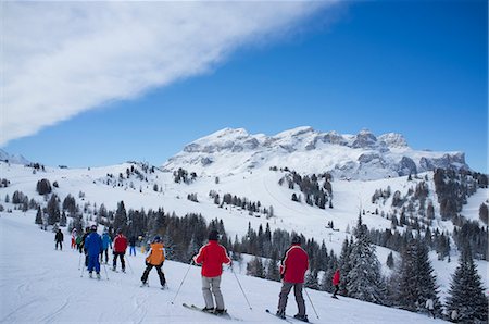 A group of skiers at the Alta Badia ski resort near Corvara, Dolomites, South Tyrol, Italy, Europe Stock Photo - Rights-Managed, Code: 841-07081450