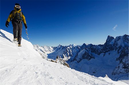 snow climbing - Aiguille du Midi ridge, Chamonix, Haute-Savoie, French Alps, France, Europe Stock Photo - Rights-Managed, Code: 841-07082190