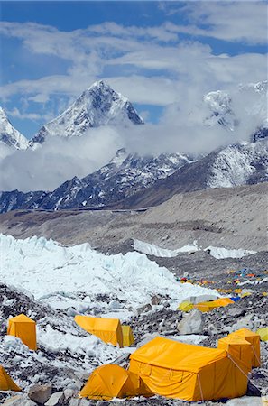 Tents at Everest Base Camp, Solu Khumbu Everest Region, Sagarmatha National Park, UNESCO World Heritage Site, Nepal, Himalayas, Asia Stock Photo - Rights-Managed, Code: 841-07082208