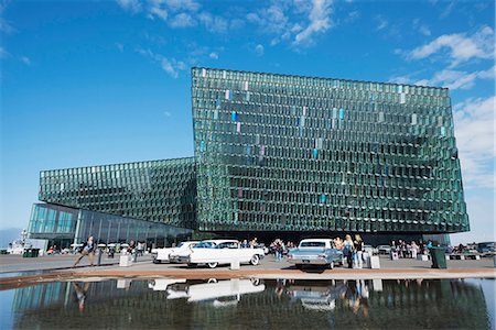 Harpa Concert Hall and Conference Center, the glass facade was designed by Olafur Eliasson and Henning, Reykjavik, Iceland, Polar Regions Stock Photo - Rights-Managed, Code: 841-07082262