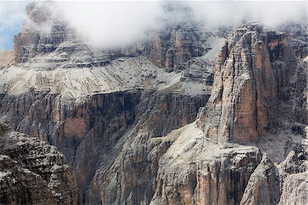 simsearch:841-07082113,k - Cloud on the dramatic Sass Pordoi mountain in the Dolomites near Canazei, Trentino-Alto Adige, Italy, Europe Stock Photo - Rights-Managed, Code: 841-07082698