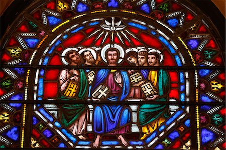 Stained glass window of Jesus and the 12 Apostles, St. Barth's Church, New York, United States of America, North America Stock Photo - Rights-Managed, Code: 841-07083367