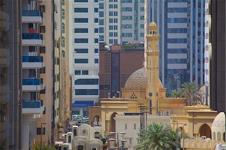 Mosque and contemporary architecture, Abu Dhabi, United Arab Emirates, Middle East Foto de stock - Con derechos protegidos, Código: 841-07083971