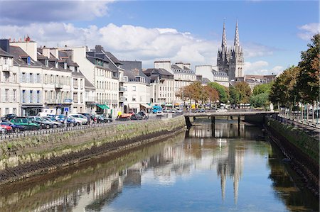 simsearch:841-07081829,k - Saint Corentin Cathedral reflecting in the River Odet, Quimper, Finistere, Brittany, France, Europe Stock Photo - Rights-Managed, Code: 841-07204591
