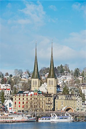 Hofkirche church on Lake Lucerne, Lucerne, Switzerland, Europe Stock Photo - Rights-Managed, Code: 841-07205342