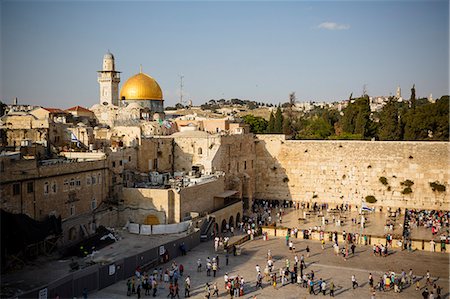View over the Western Wall (Wailing Wall) and the Dome of the Rock mosque, UNESCO World Heritage Site, Jerusalem, Israel, Middle East Photographie de stock - Rights-Managed, Code: 841-07205391