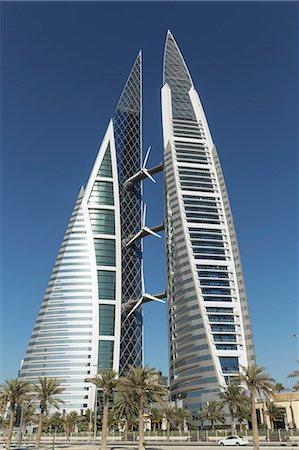 futuristic city - Bahrain World Trade Center, Manama, Bahrain, Middle East Stock Photo - Rights-Managed, Code: 841-07205585