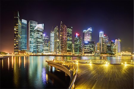 singapore - City skyline at night, Marina Bay, Singapore, Southeast Asia, Asia Foto de stock - Con derechos protegidos, Código: 841-07205677