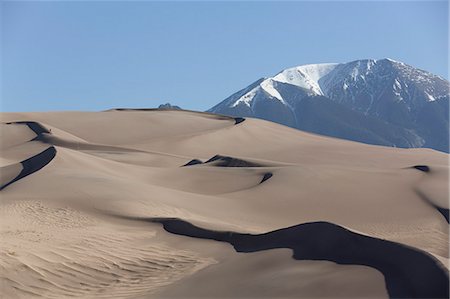 Sand dunes, Great Sand Dunes National Park and Preserve, with Sangre Cristo Mountains in the background, Colorado, United States of America, North America Stock Photo - Rights-Managed, Code: 841-07205858
