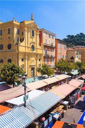 french buildings image - The morning fruit and vegetable market, Cours Saleya, Nice, Alpes Maritimes, Provence, Cote d'Azur, French Riviera, France, Europe Stock Photo - Rights-Managed, Code: 841-07205906