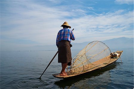 Fisherman on Inle Lake, Shan State, Myanmar (Burma), Asia Stock Photo - Rights-Managed, Code: 841-07206250