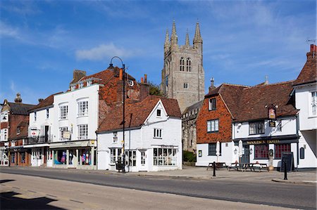 simsearch:841-03517157,k - View of church and Woolpack Hotel, High Street, Tenterden, Kent, England, United Kingdom, Europe Stock Photo - Rights-Managed, Code: 841-07206375